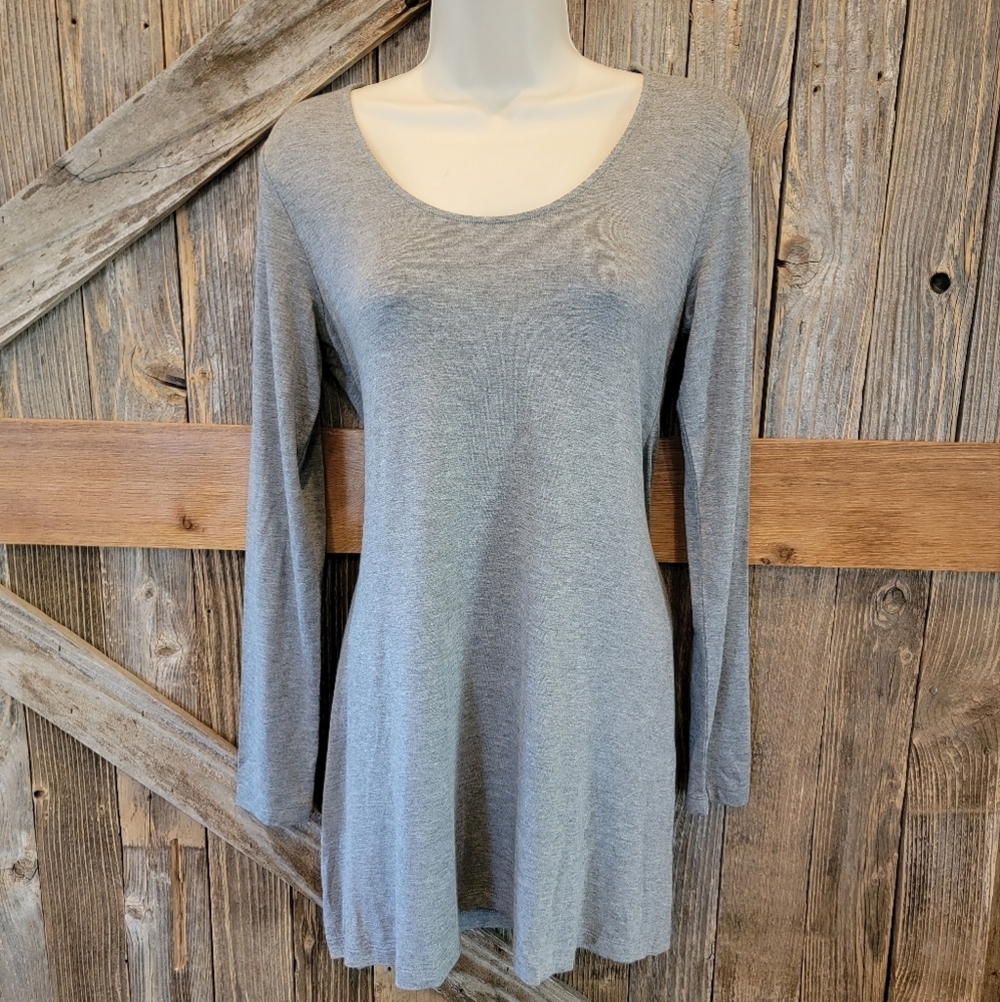 Soft Surroundings Top Womens XS Grey Long Sleeve Tunicsoft stretch NWOT ^